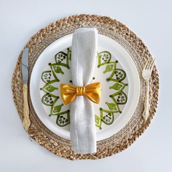 Stylish Bow Napkin Rings – Bright Gold - Handmade - Wedding Party Event Planner - Picture 1 of 14